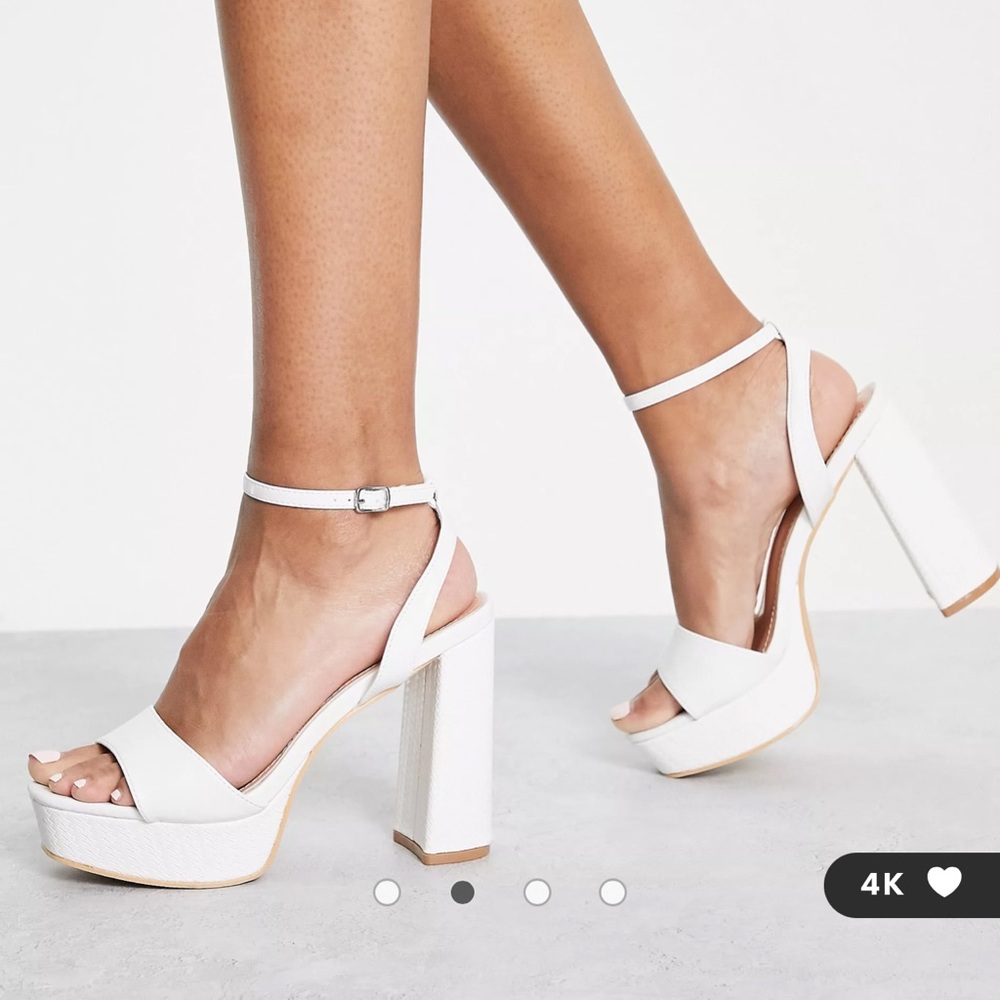 Glamorous espadrille platform heel sandals in white